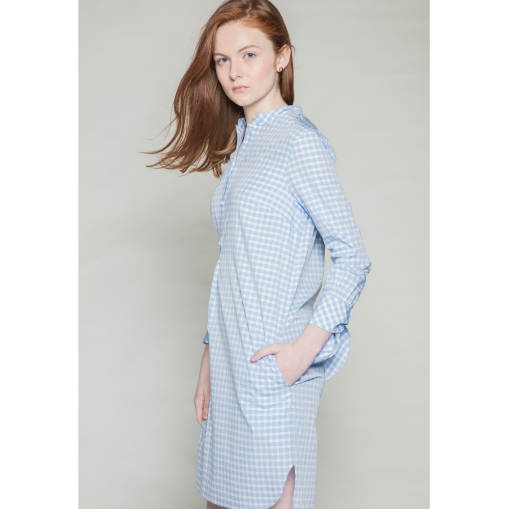 August Morgan Blue and White Shirt Dress